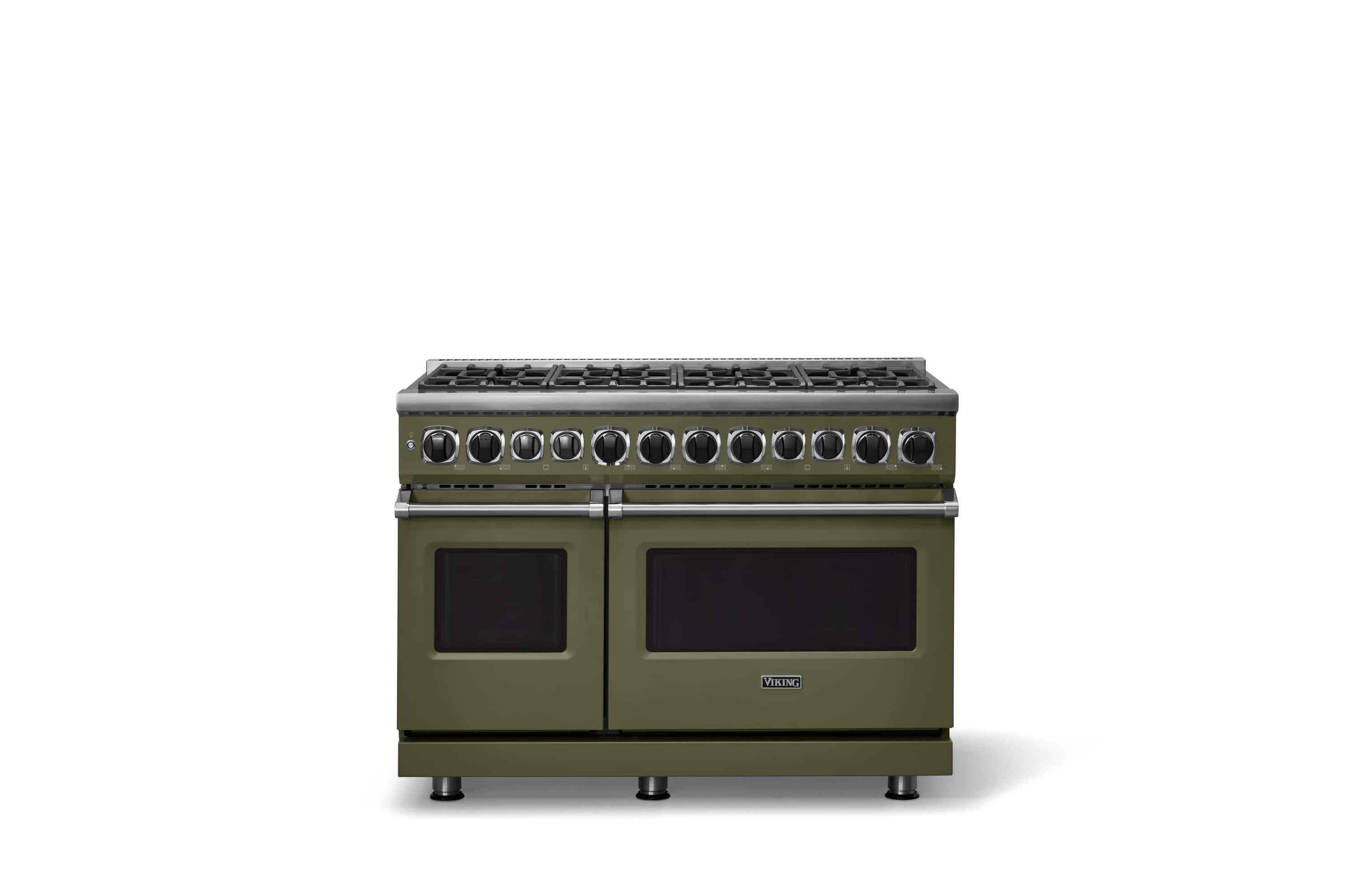 Front. Viking - 48 in. Wide 8 Burner Dual Fuel Sealed Burner Range - Martini.
