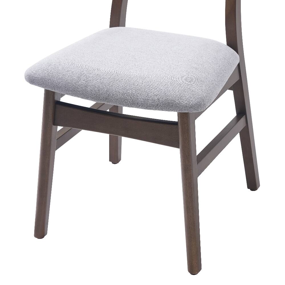 Alt View 10. Loheer - Loheer Set of 2 Scandinavian Dining Chairs Curved Wood Backrest Gray Fabric Seat Brown Finish Mid Century Accent Seating - Brown.