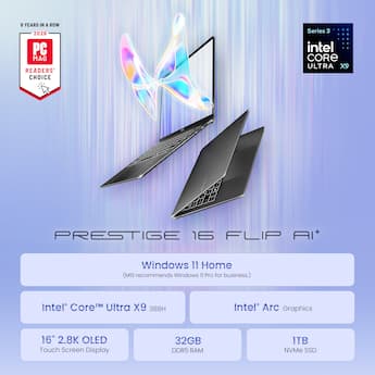 MSI Prestige 16 Flip AI+ 16” 2.8K OLED Touch Laptop Intel Ultra X9 MSI Prestige 16 Flip AI+ 16” 2.8K OLED Touch Laptop Intel Ultra X9