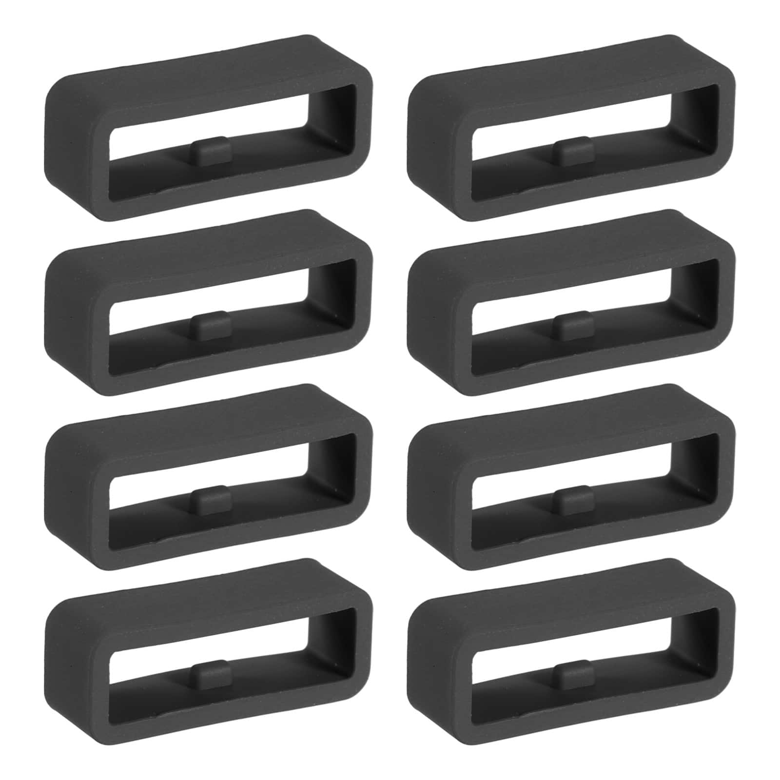 Unique Bargains - Watch Band Holder Loop, 8pcs Universal Silicone Watch Replacement Band Strap Keeper Parts for Smart Sport (20mm) - Black