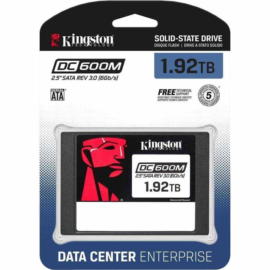 Kingston Technology DC 600M 2.5" SATA Rev 3.0 (6Gb/s) Serial ATA Solid-State Drive  
1.92TB  
Data Center Enterprise  
Free Technical Support  
Solid-State Drive  
Disque Flash | Drive a Stato Solido  
5 Years Warranty
