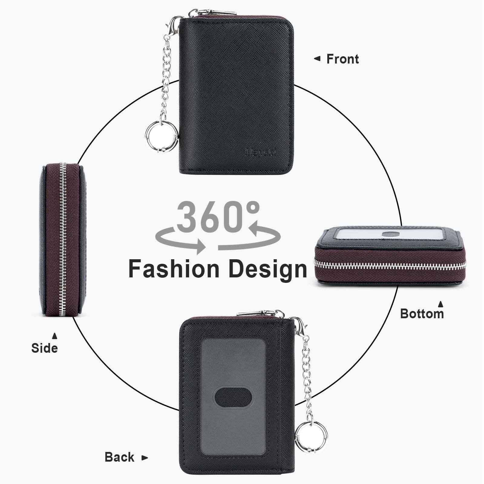 Alt View 3. Jadie Link - Credit Card Holder Zipper Wallet Women Small Accordion Cases Keychain Business Black Unique Design credit card holders - Black.