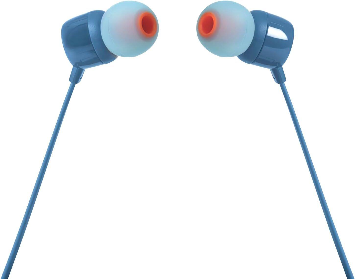 Left. JBL - JBL TUNE 110 BLUE In-Ear Tangle-Free Wired Headphones (Blue).