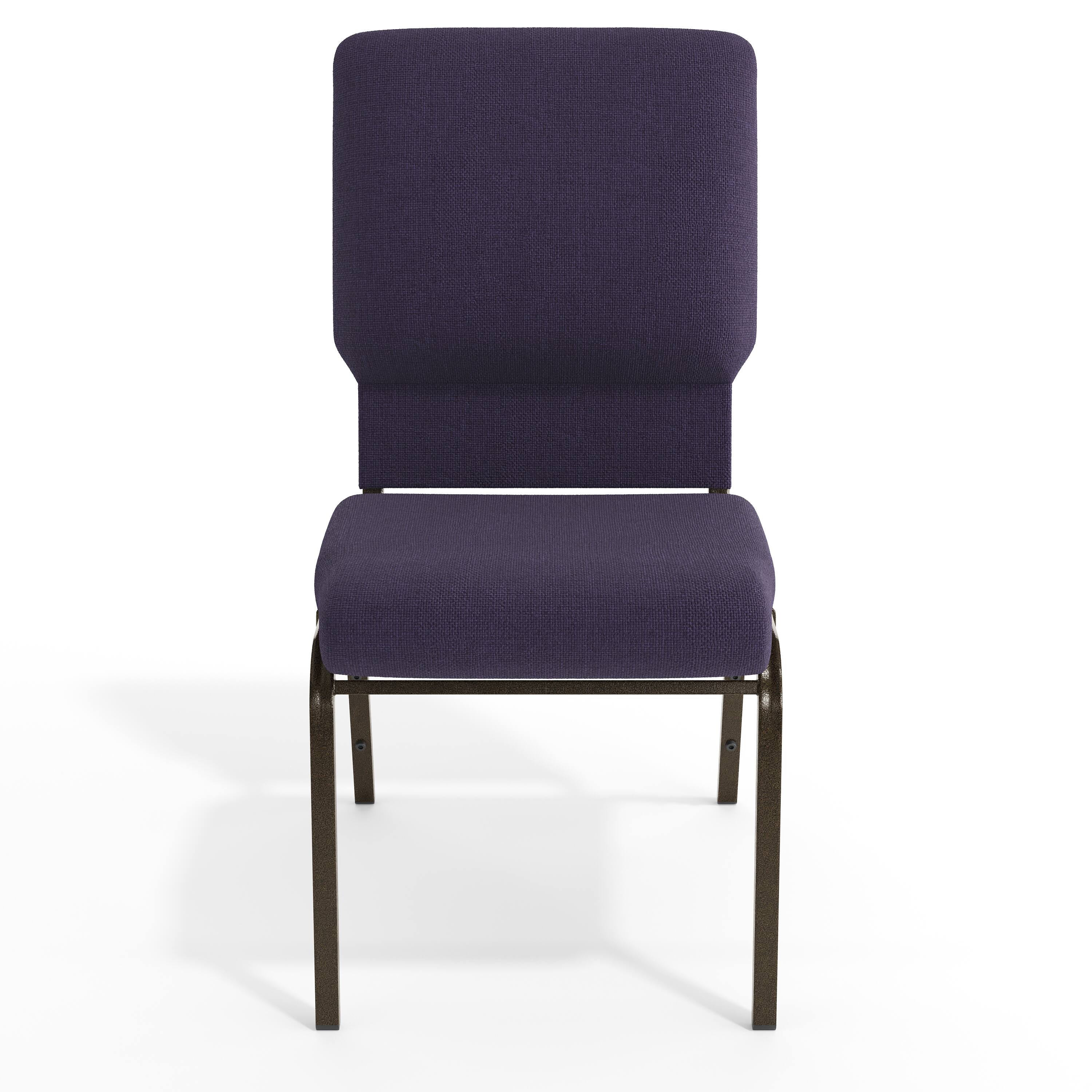 Alt View 9. Emma + Oliver - Church Chairs 18.5 in. Wide - Eggplant Fabric/Gold Vein Frame.