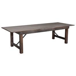 Flash Furniture - HERCULES 9' x 40" Rectangular Antique Rustic Mahogany Solid Pine Folding Farm Table - Brown