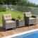 Alt View 3. Costway - Costway 3 PCS Patio Wicker Rocking Set with Tempered Glass Table & Soft Cushions Outdoor - Gray.