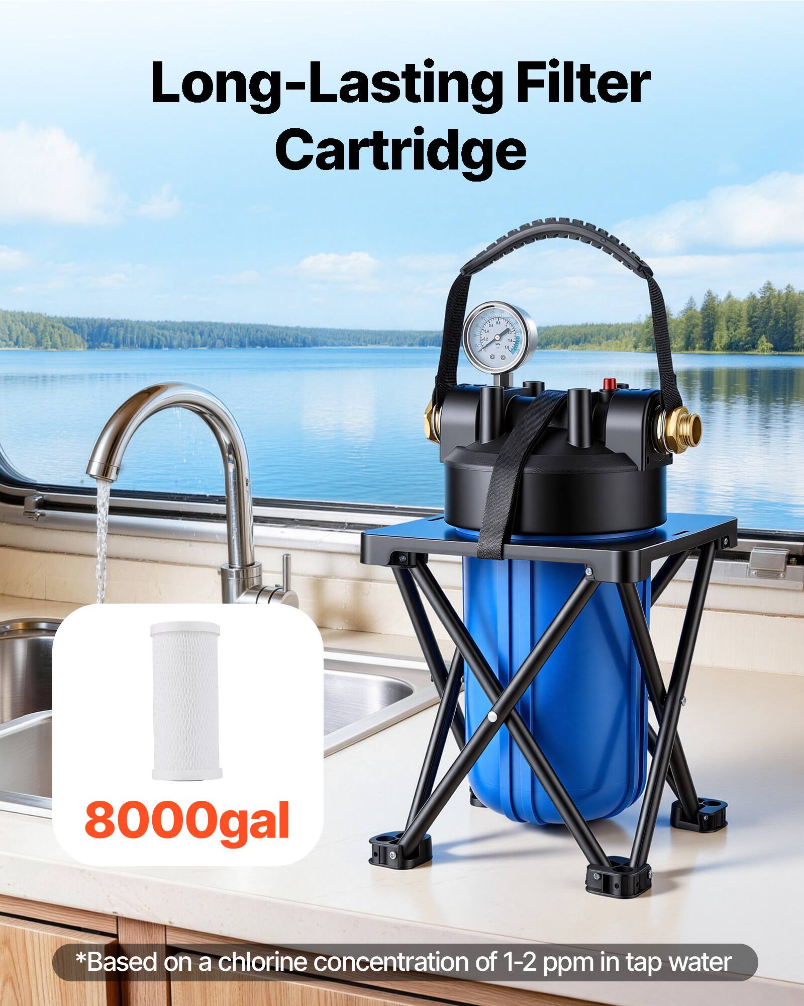 Long-Lasting Filter Cartridge

8000gal
*Based on a chlorine concentration of 1-2 ppm in tap water