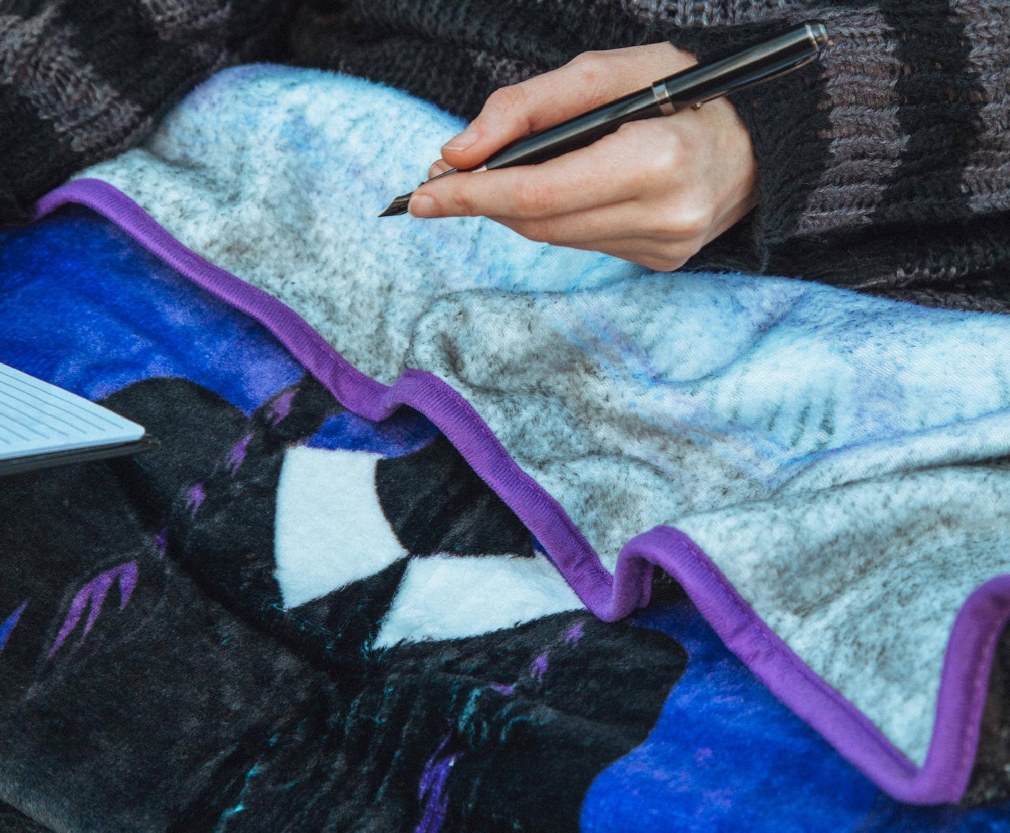 Alt View 4. Silver Buffalo - Addams Family Wednesday "What Would Wednesday Do?" Raschel Throw Blanket | 45 x 60 Inches - Purple.