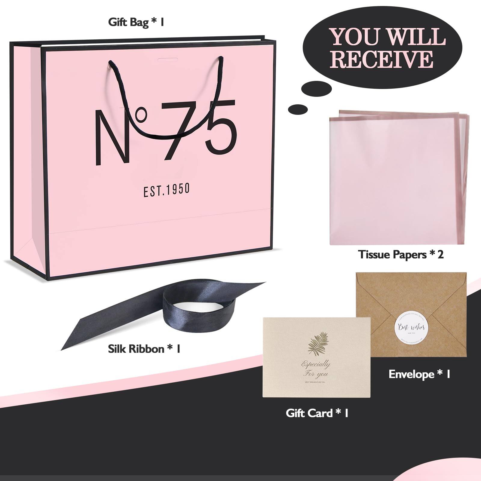 Gift Bag* |  
Silk Ribbon* |  
Tissue Papers *2  
Envelope* |  
Gift Card* |  

YOU WILL RECEIVE