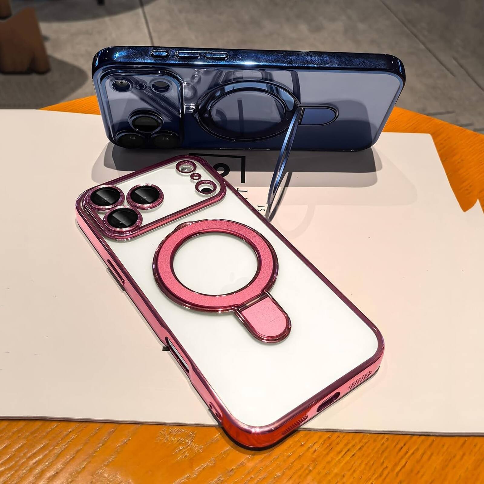 Alt View 2. UUCOVER - Magnetic Case for Apple iPhone 18 Pro,Shockproof TPU+PC Clear Case Ring Stand Compatible with MagSafe Camera Lens Cover - Rosegold.