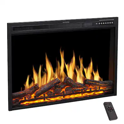 Front. Edendirect - 39 in. Ventless Electric Fireplace Insert with Remote, 750W/1500W Heating, Low Noise, Over Heat Protect, ETL Certified - Black.