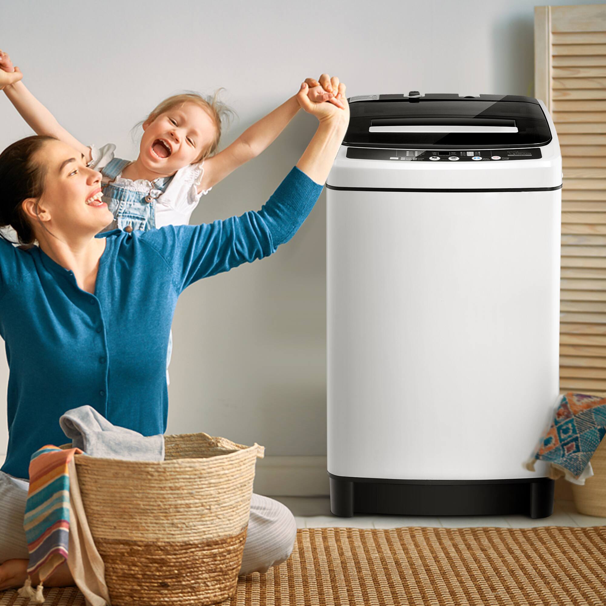 Alt View 3. Gymax - Gymax Compact Full-automatic Washing Machine & Dryer w/ 11 lbs Capacity White - White.