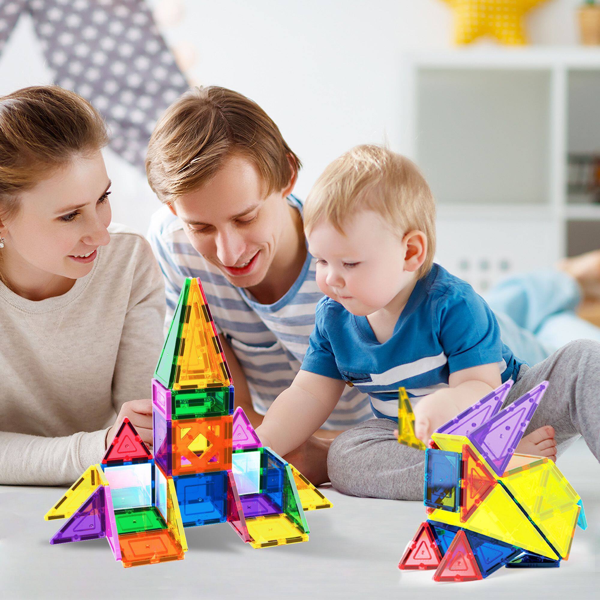 Alt View 2. PicassoTiles - PICASSO-TILES 152 PC Magnetic Tiles, Building Blocks, STEM Toys for Kids 3+.