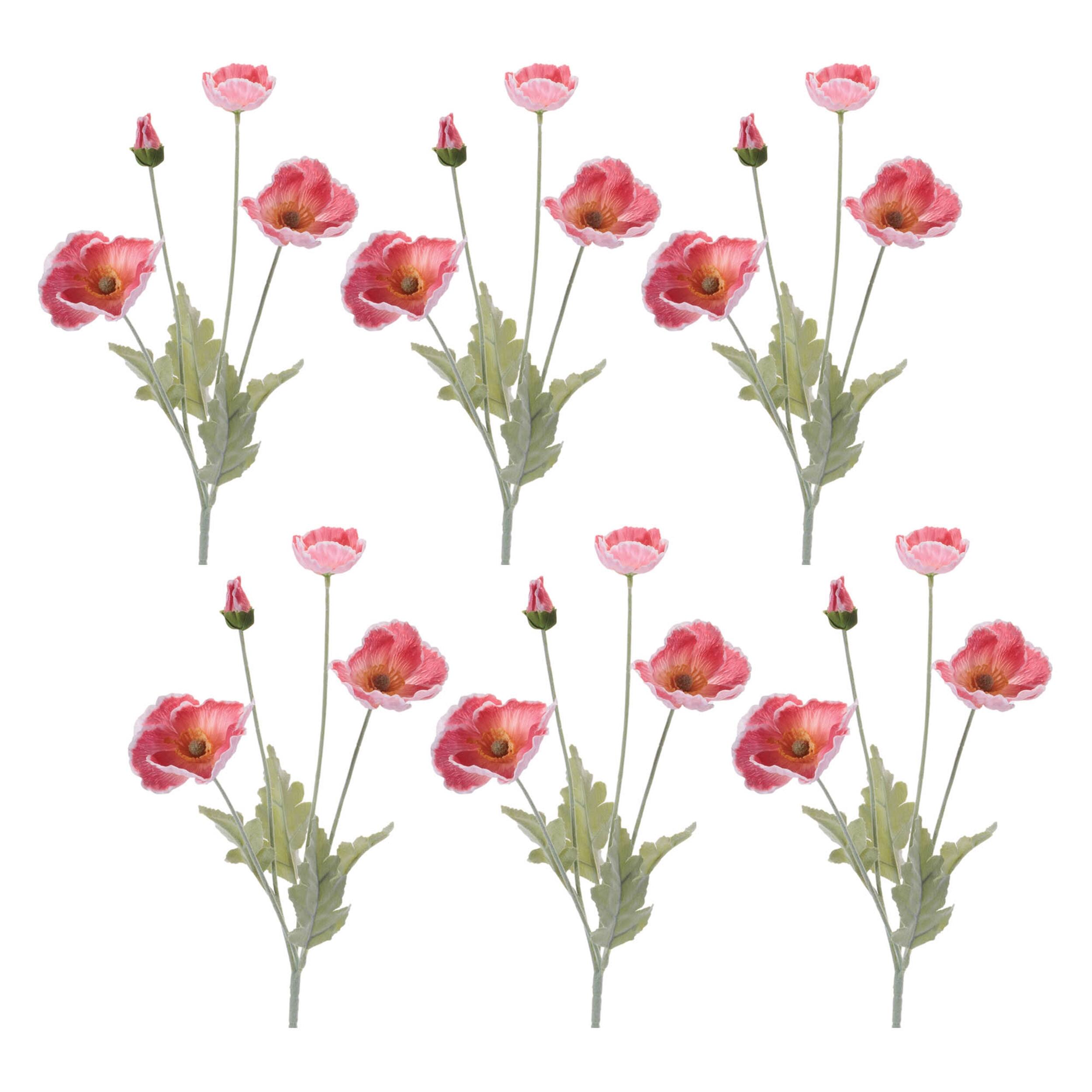 Alt View 1. BreeBe - Poppy Floral Spray (Set of 6) - Red, Green.