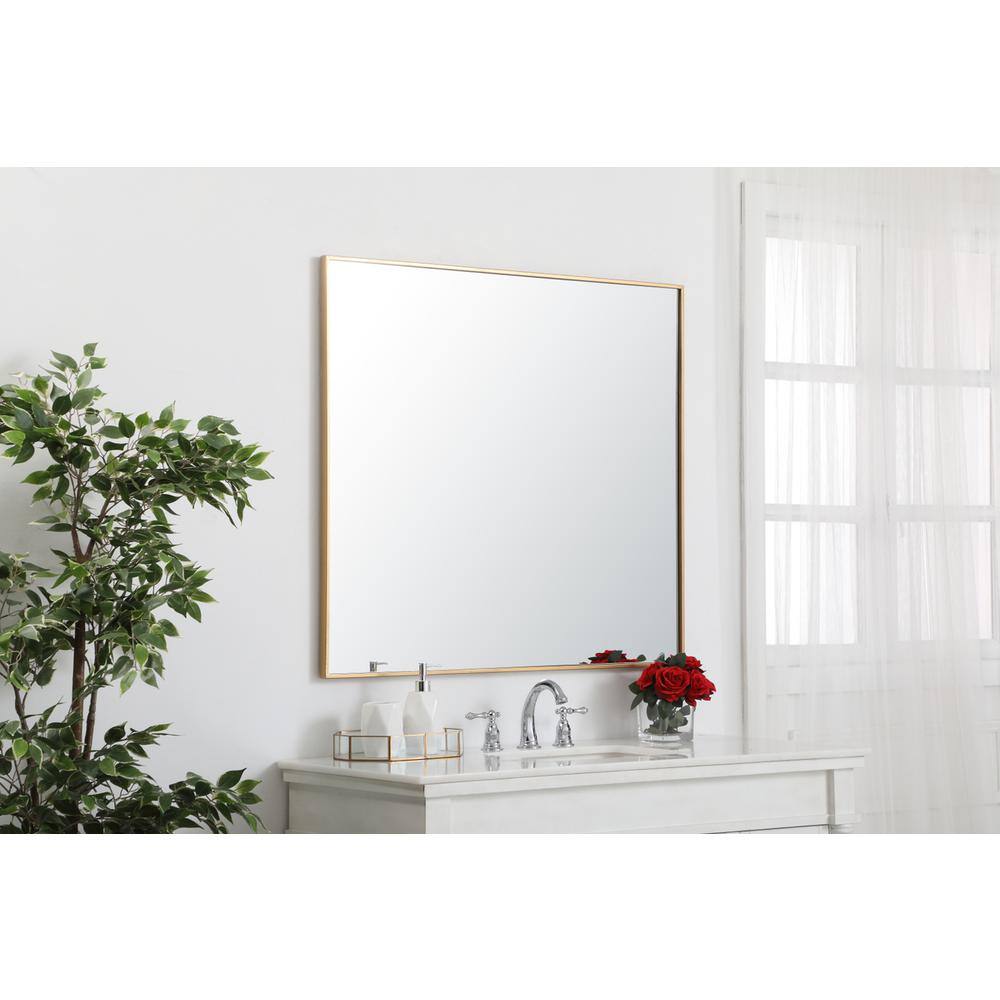 Alt View 3. Elegant Decor - Metal frame rectangle mirror 36 inch in Brass - Brass.