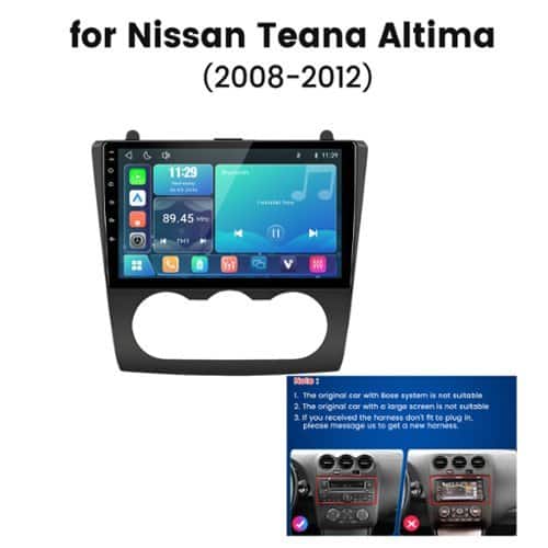 Junsun - Linux System carplay Android auto Mirror Link For Nissan Teana Altima 2008-2012 Car Stereo Radio GPS Navi WIFI BT RDS FM - Black
