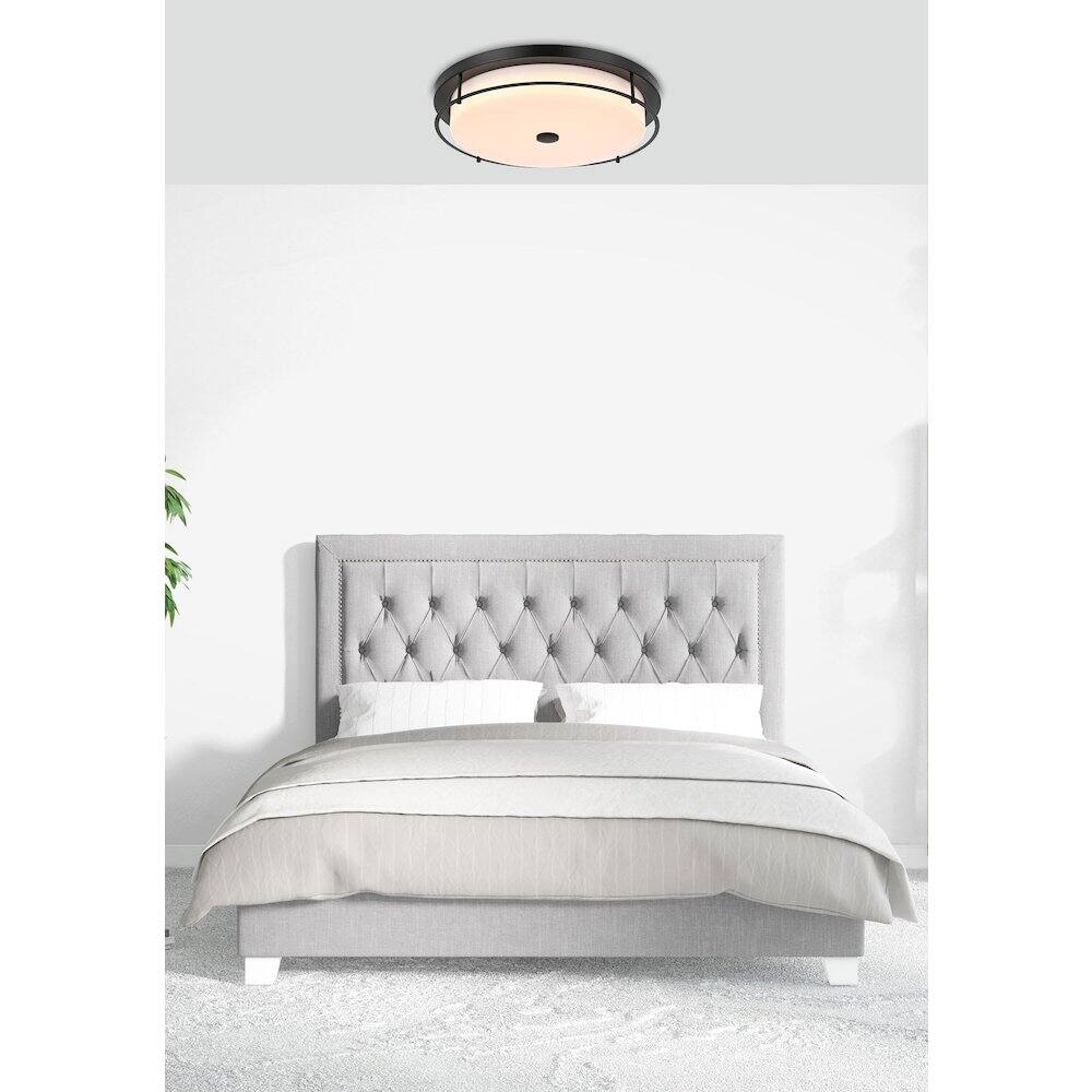 Alt View 4. Living District - Kolson 20 Inch Led Flush Mount Ceiling Light In Black - Black.