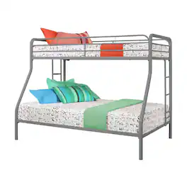 Hivvago - Twin over Full size Sturdy Metal Bunk Bed - Silver