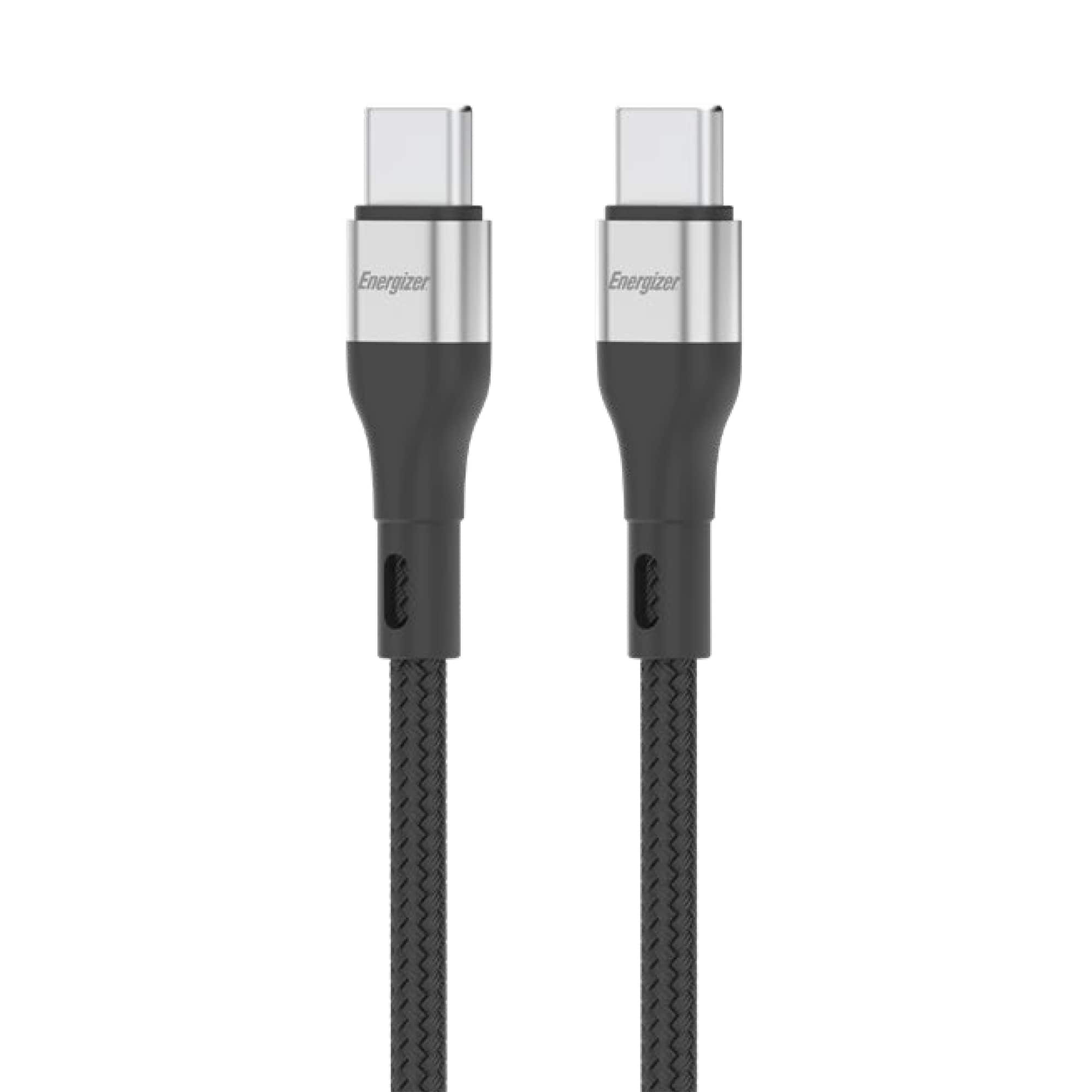 Energizer - Braided USB-C to USB-C Cable – 4ft Durable Cord – Charge & Sync for Type-C Devices - Black