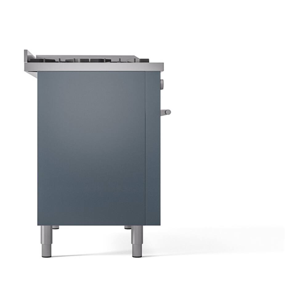 Alt View 3. ILVE - ILVE Professional Plus II Series 48 in. Dual Fuel Range with 5 Sealed Burners + Griddle (Natural Gas, Satin Trim) - Blue Grey.
