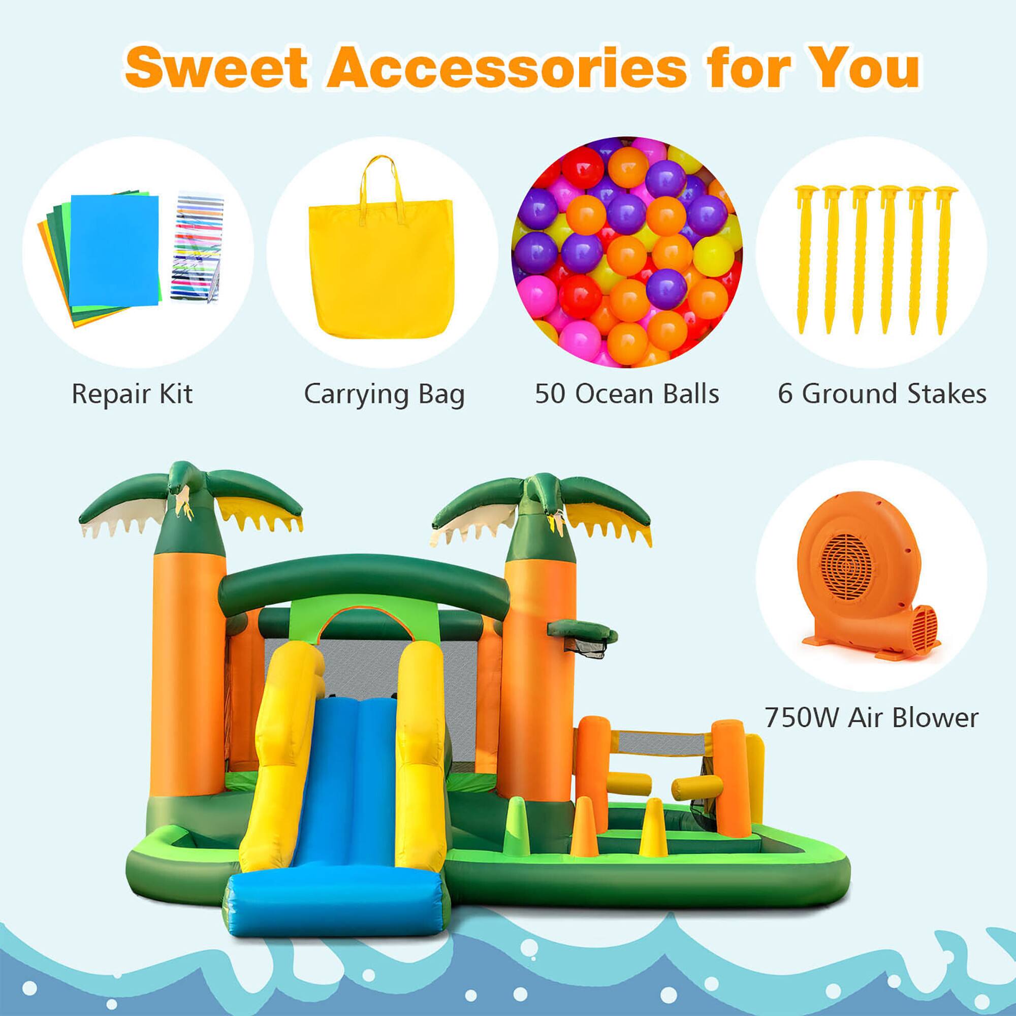 Sweet Accessories for You

- Repair Kit
- Carrying Bag
- 50 Ocean Balls
- 6 Ground Stakes
- 750W Air Blower