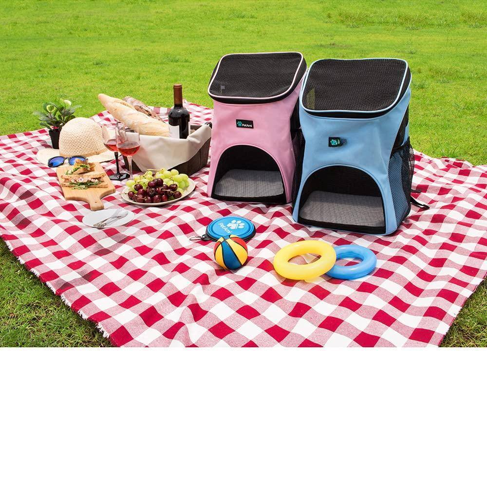 Alt View 8. Paradigms Interiors - Dogs And Cat Backpack Carrier Airline Approved Pet Ventilated Safety Strap Buckle Support Designed For Hiking - Sea Blue.