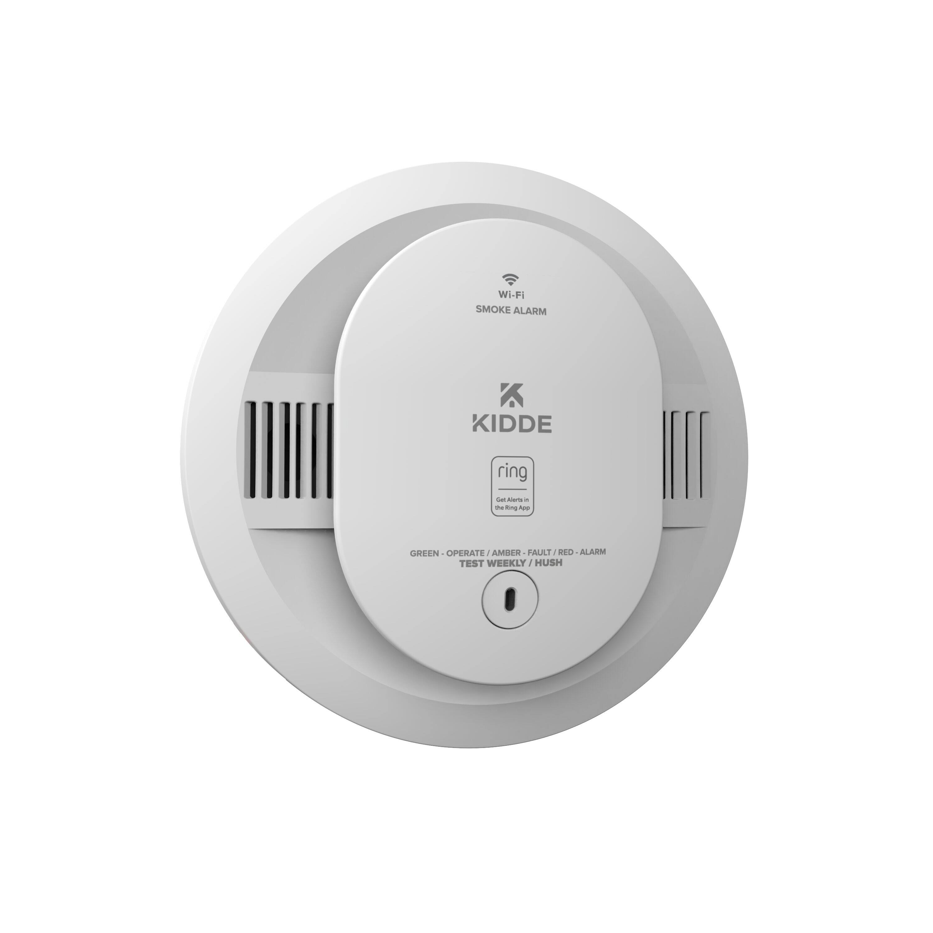 Wi-Fi Smoke Alarm Kidde Ring  
Green - Operate  
Amber - Fault  
Red - Alarm  
Test Weekly / Hush