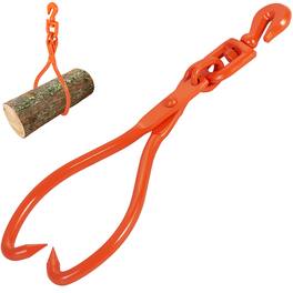 VEVOR - Log Skidding Tongs, 18 inch 2 Claw Log Lifting Tongs, Heavy Duty Rotating Steel Lumber Skidding Tongs - Orange