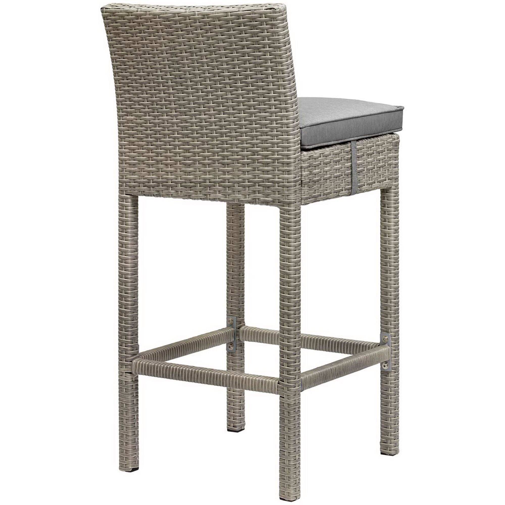 Back. Modway - Conduit Outdoor Patio Wicker Rattan Bar Stool Set of 2 by Modway - Light Gray Gray.