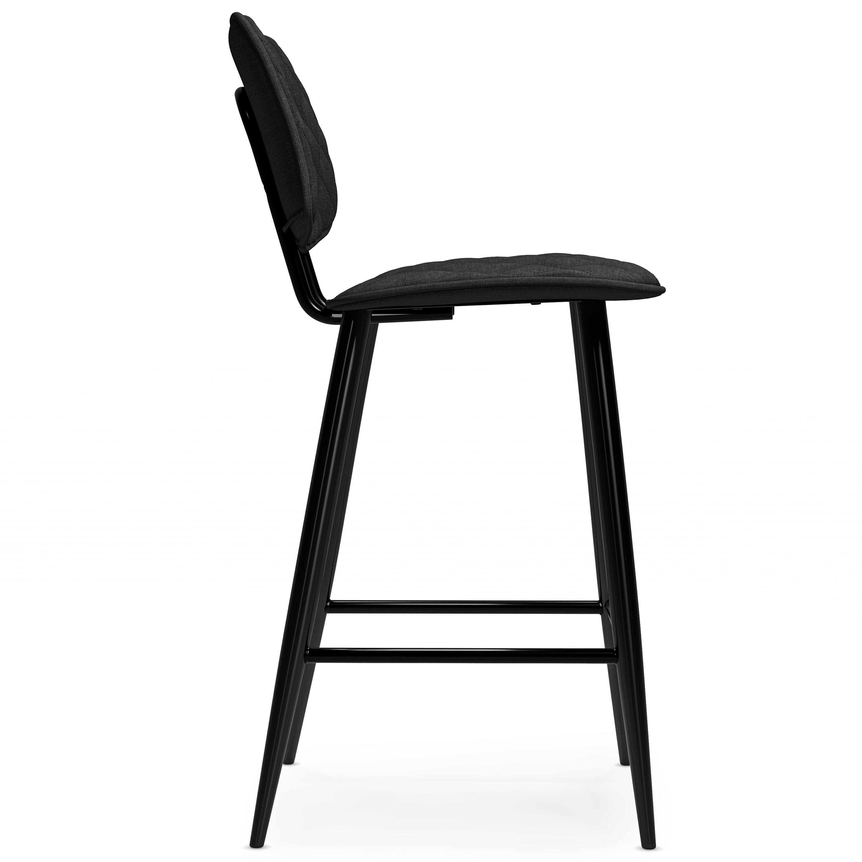 Back. Simpli Home - Raya Contemporary 16 inch Counter Height Stool (Set of 2) in Charcoal Polyester linen fabric - Charcoal.