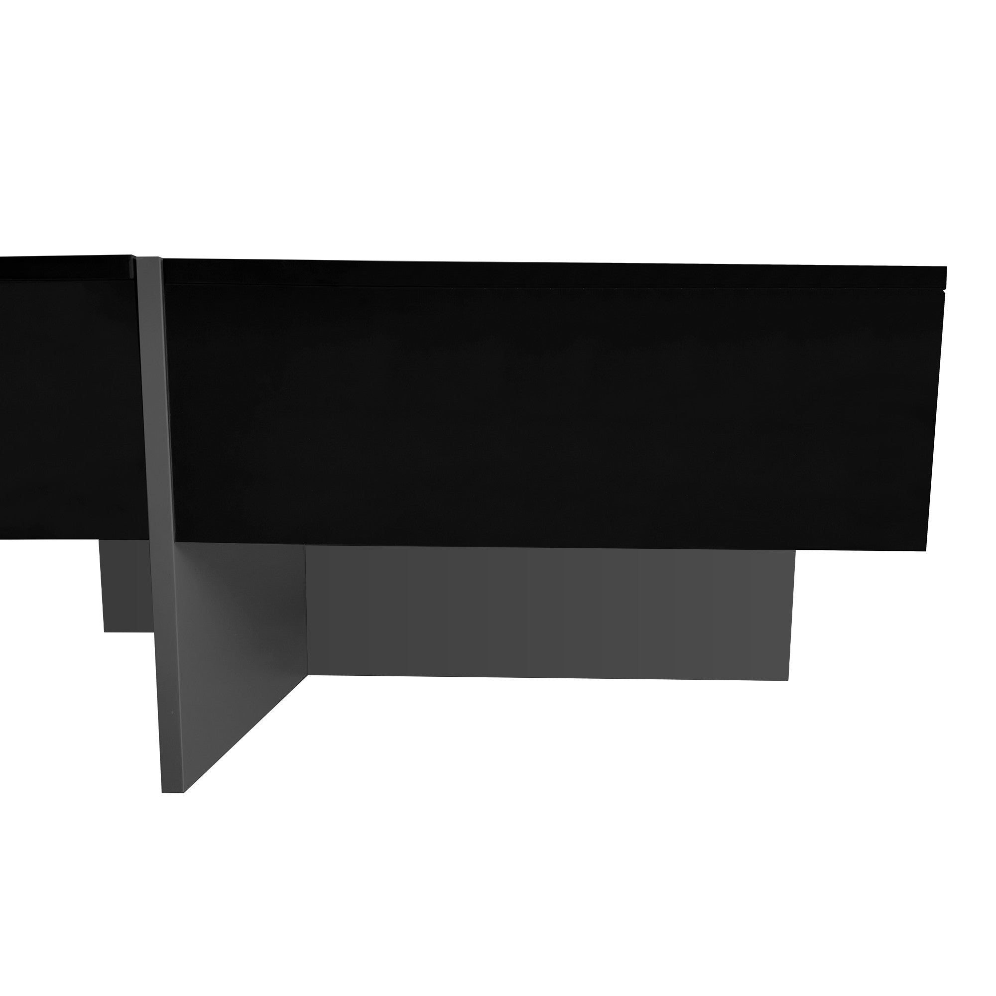 Angle. Boyel Living - 31.5 in Square Extendable Coffee Table with 4 Hidden Storage Compartments - UV High Gloss Black.