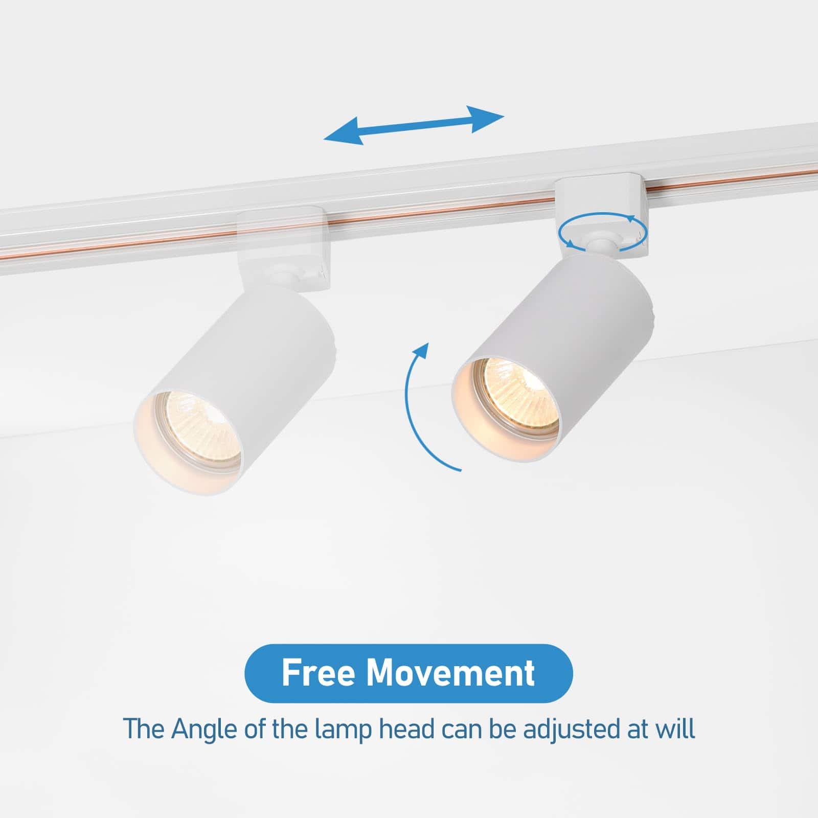 Dazzed Corner Plug in Track Lighting, 8 Light LED Track Lighting