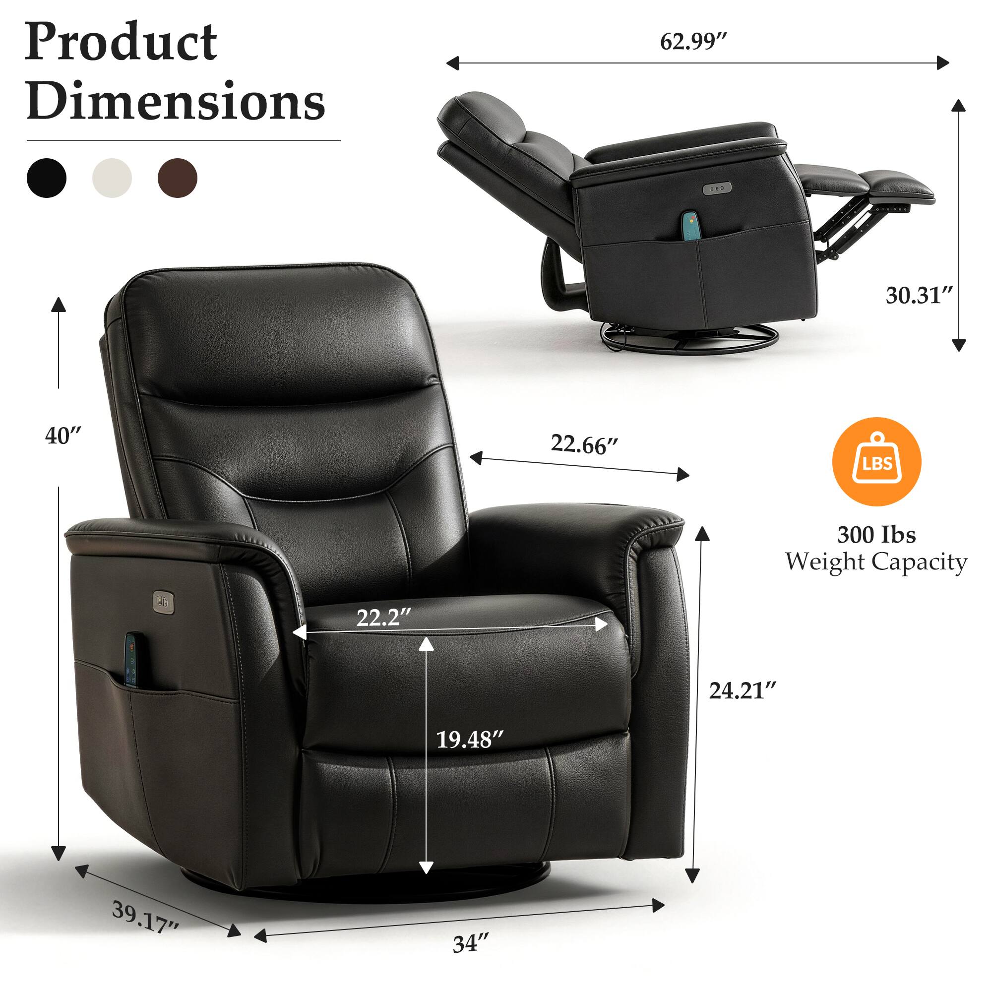 Product Dimensions: 62.99" x 30.31" x 40" x 22.66"  
Weight Capacity: 300 lbs
