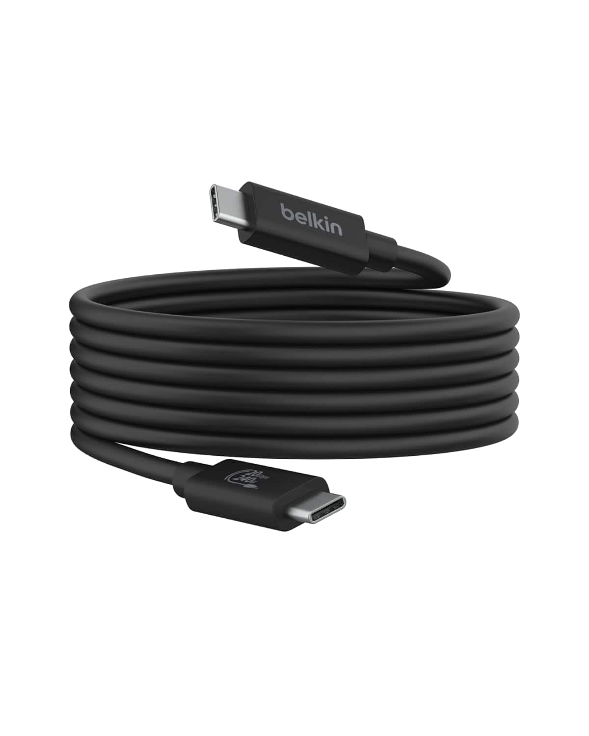 Belkin - Connect USB4 Cable (6.6ft/2M Power Cable), USB-C to USB-C Cable w/ 240W Power Delivery + 20Gbps - Black