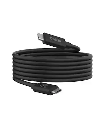 Front. Belkin - Connect USB4 Cable (6.6ft/2M Power Cable), USB-C to USB-C Cable w/ 240W Power Delivery + 20Gbps - Black.