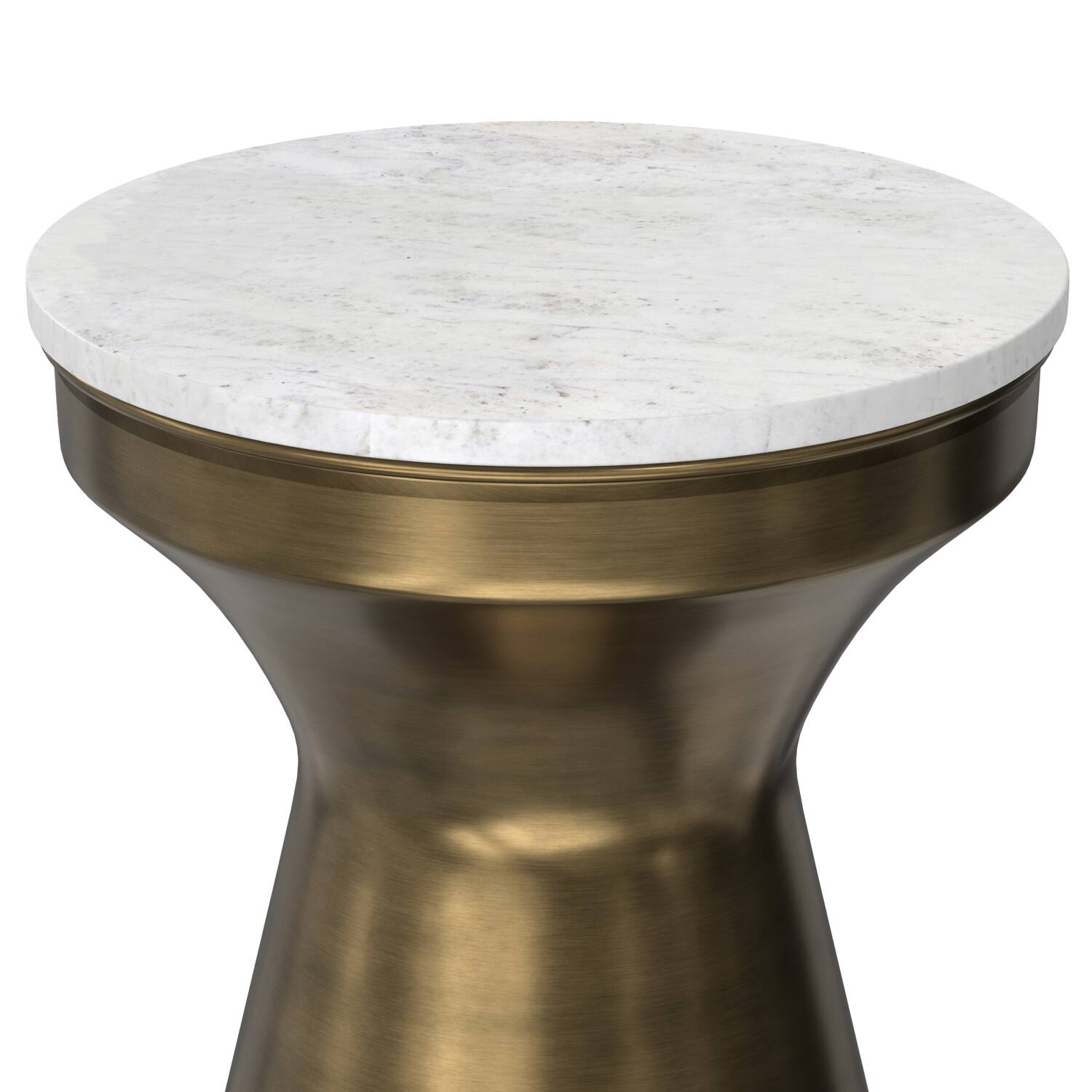 Alt View 6. Simpli Home - Raquel Modern Contemporary 14 inch Wide Metal Side Table in White / Antique Brass, Fully Assembled - White / Antique Brass.