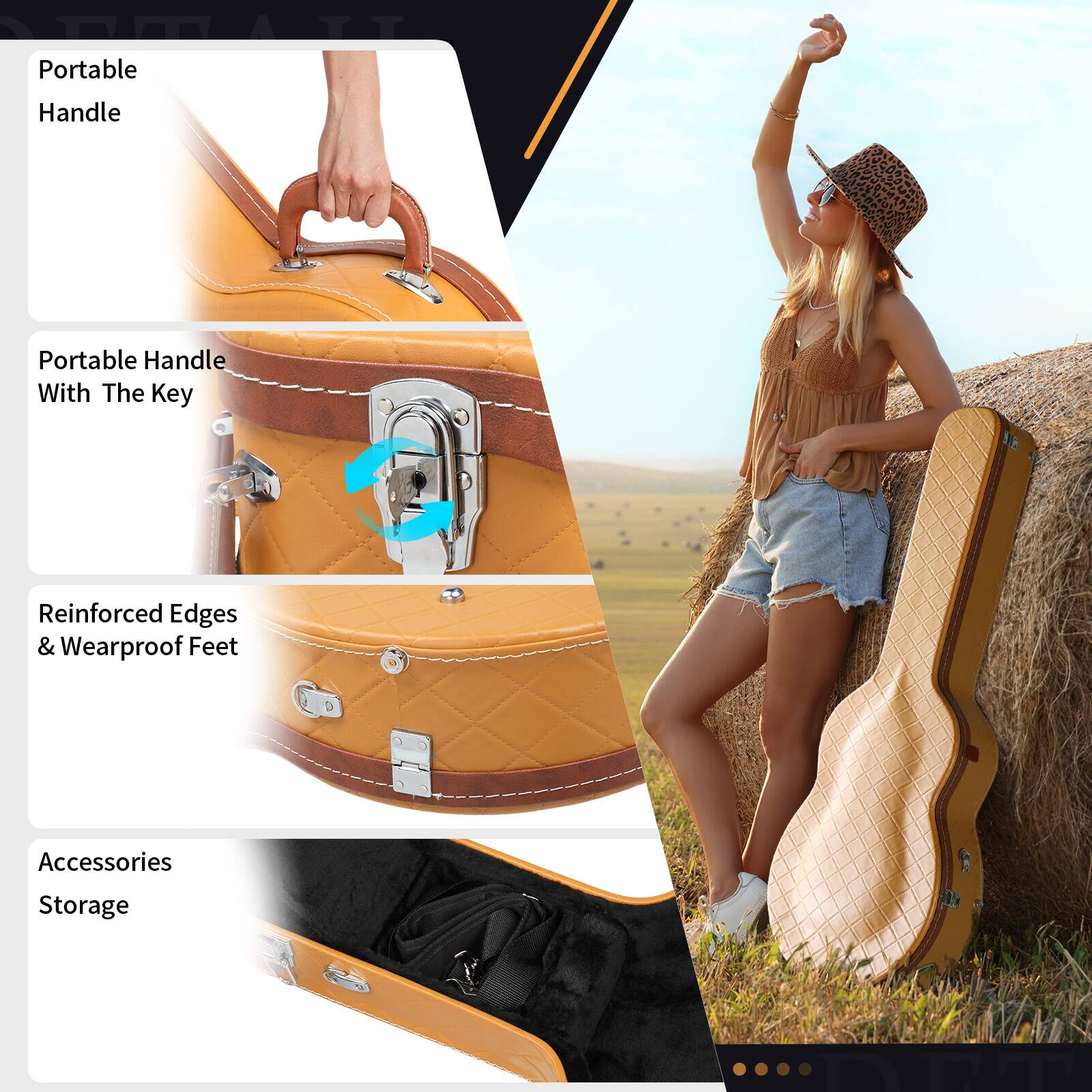 - Portable Handle
- Portable Handle With The Key
- Reinforced Edges & Wearproof Feet
- Accessories Storage