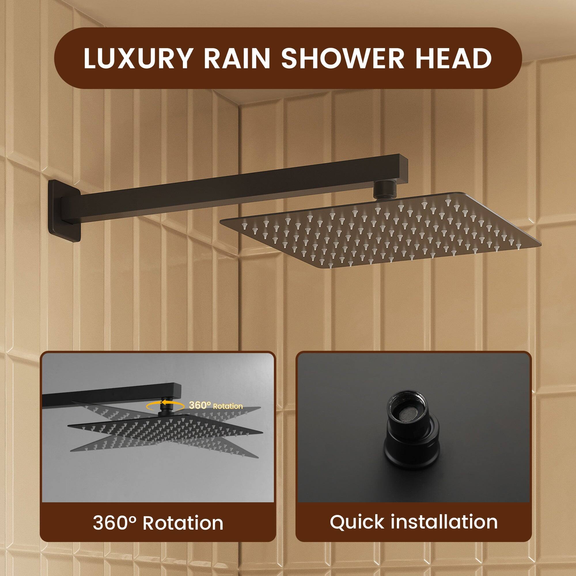 LUXURY RAIN SHOWER HEAD 360° Rotation Quick installation