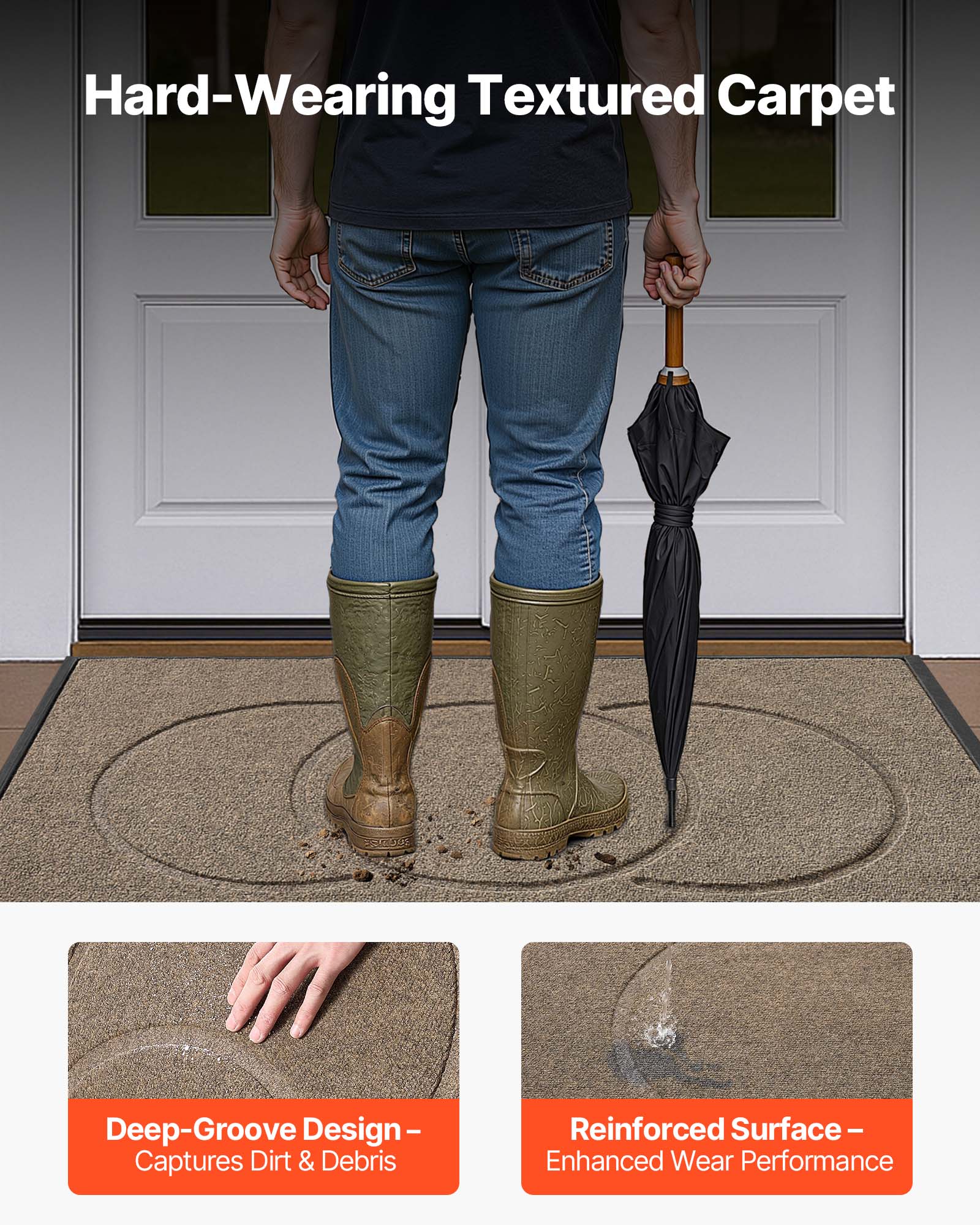 Hard-Wearing Textured Carpet

Deep-Groove Design – Captures Dirt & Debris

Reinforced Surface – Enhanced Wear Performance