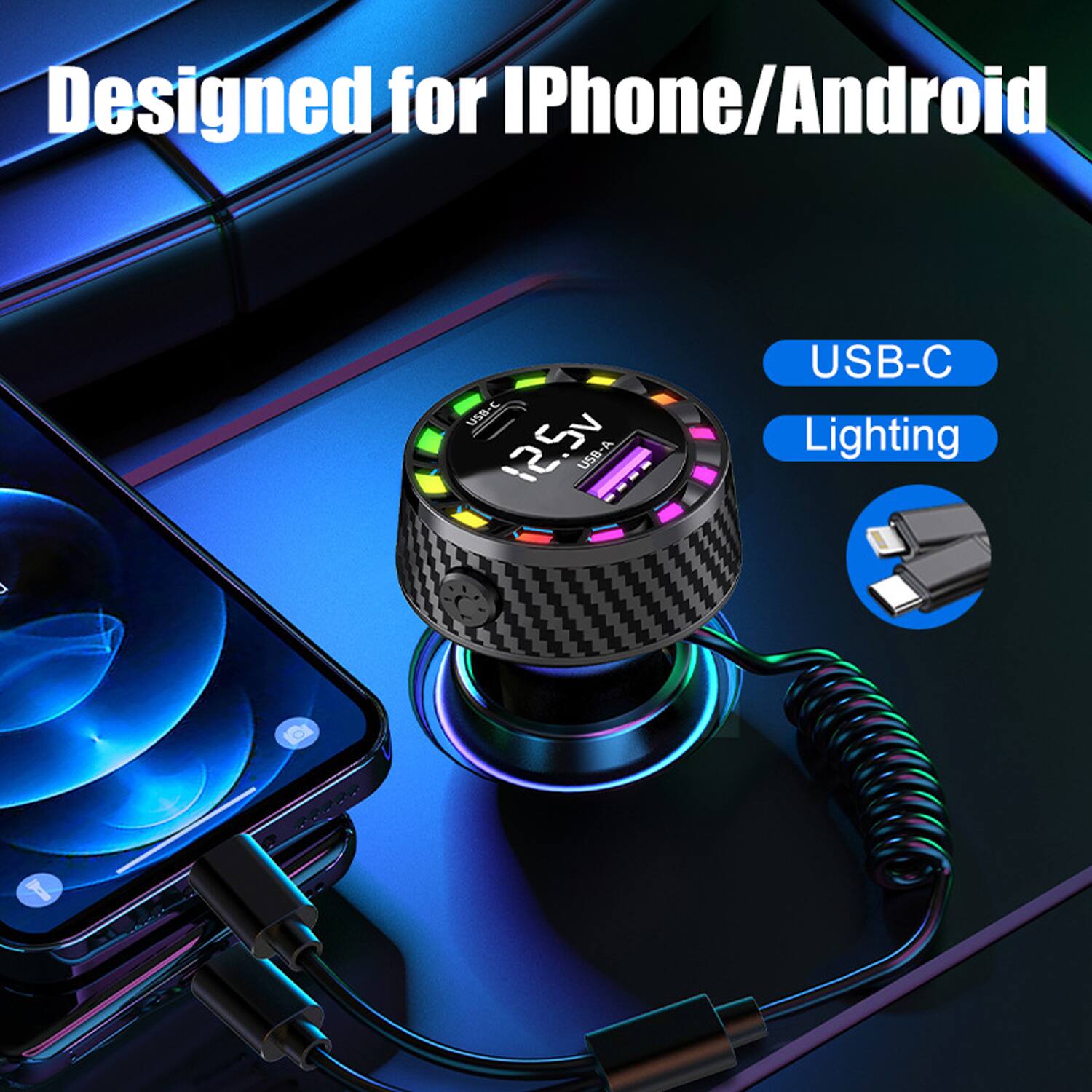 Designed for iPhone/Android

USB-C
Lightning