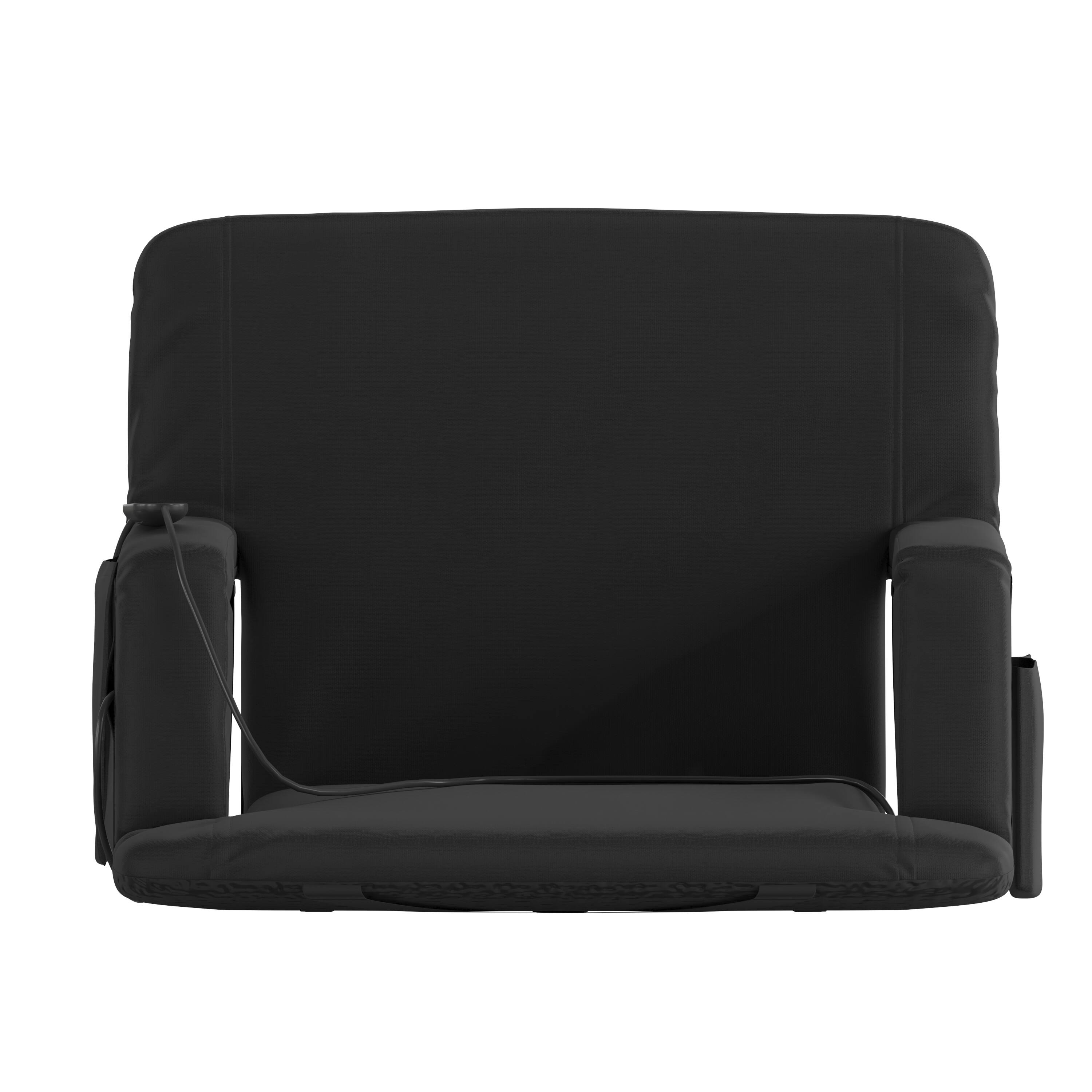 Alt View 10. Emma + Oliver - Extra Wide Foldable Reclining Heated Stadium Chair with Backpack Straps - Black.