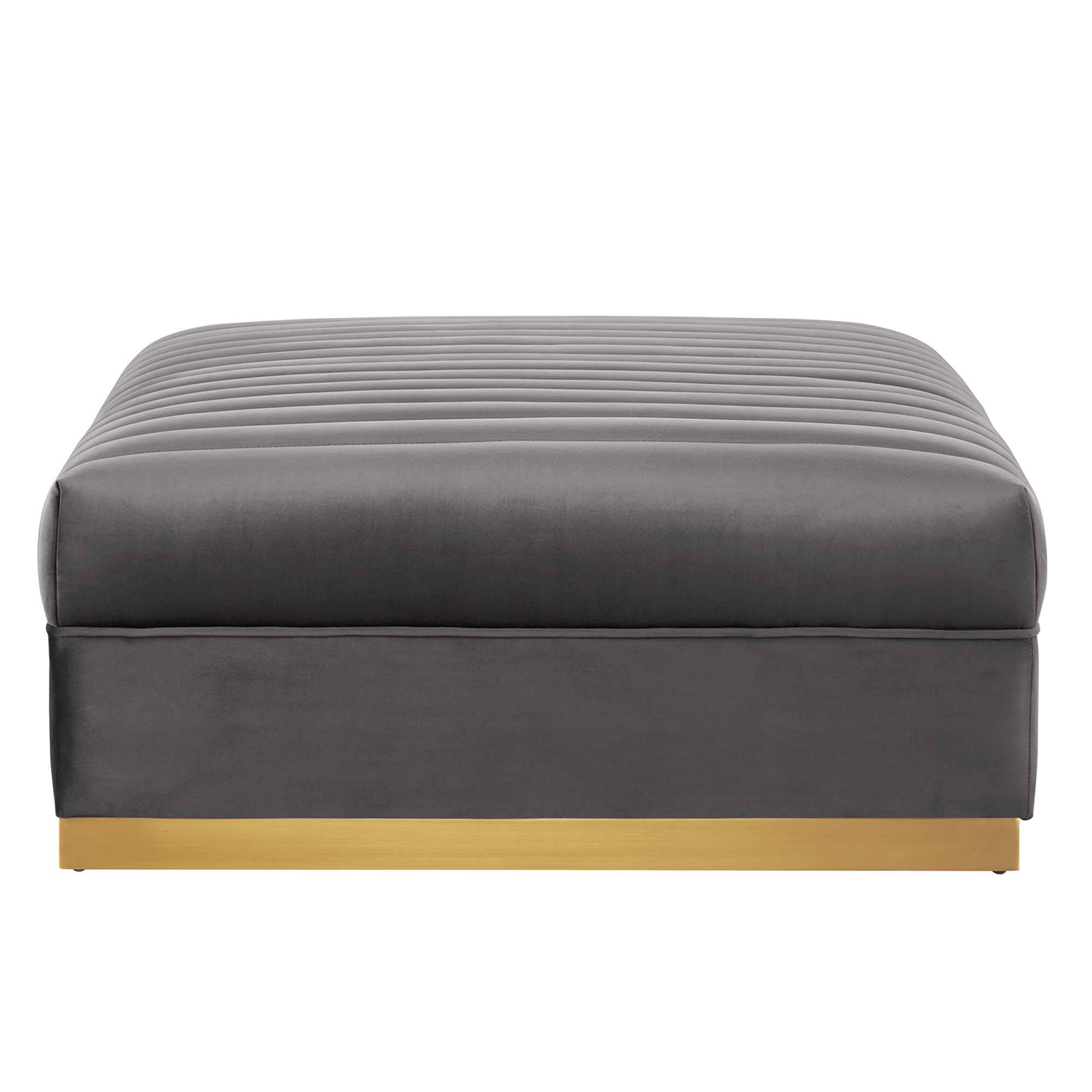 Left. Modway - Sanguine Channel Tufted Performance Velvet Modular Sectional Sofa Ottoman by Modway - Gray.