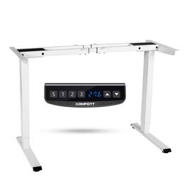 Gymax - Electric Sit Stand Desk Frame Dual Motor Standing Desk Base w/ Cable Tray - White