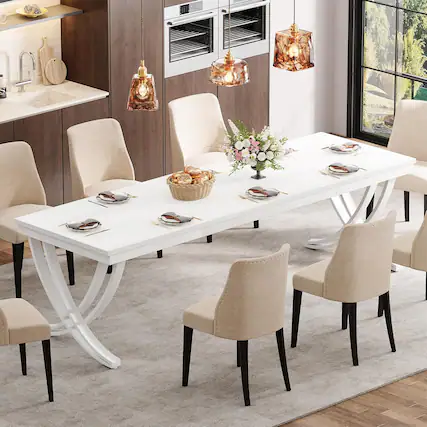 Front. Tribesigns - Office Multipurpose Table, For Everyday Items and Shared Use in Workspaces and Reception Areas - White.