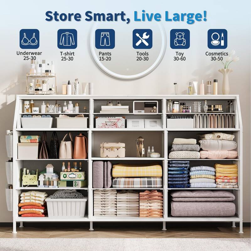 Store Smart, Live Large!

- Underwear 25-30
- T-shirt 25-30
- Pants 15-20
- Tools 20-30
- Toy 30-60
- Cosmetics 30-50