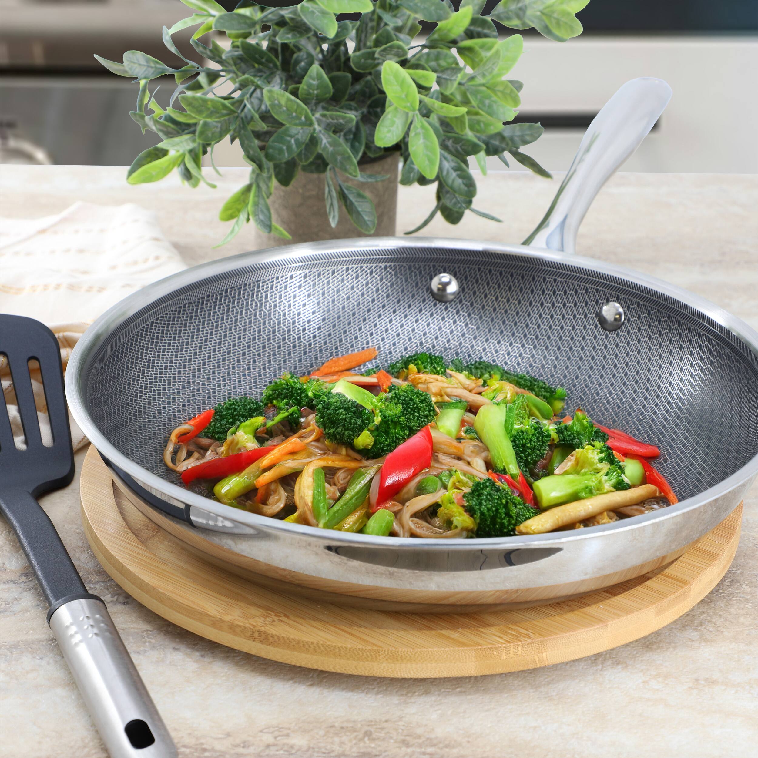 Alt View 4. Oster - Oster Modessa 11 Inch Nonstick Tri-ply Stainless Steel Frying Pan in Silver - Silver.