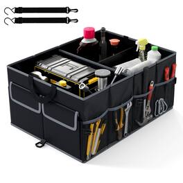 Gymax - Car Trunk Organizer 13 Gallon Collapsible Cargo Storage Box w/ Removable Divider - Black