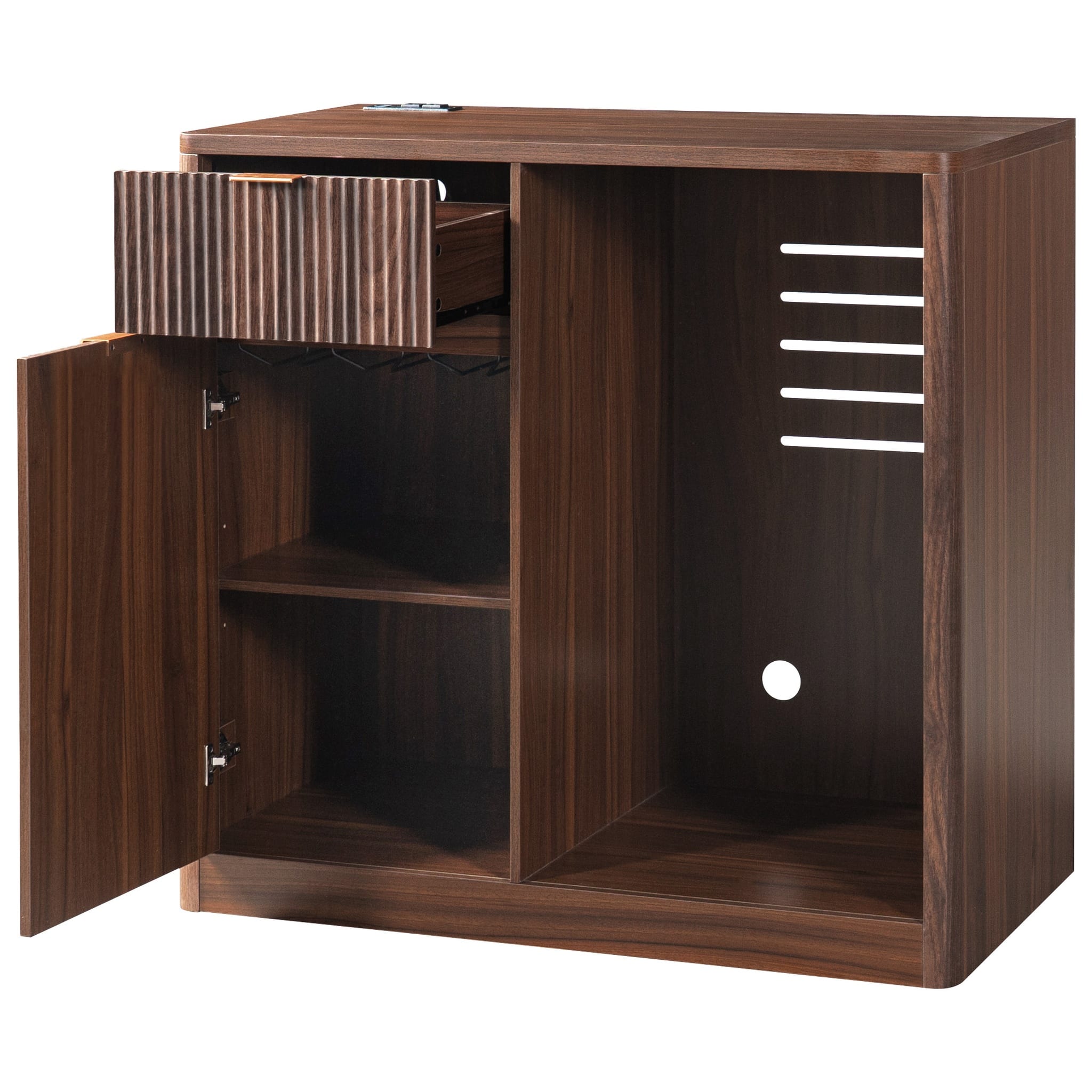 "Forest'nSky - 39.4"" Coffee Bar Cabinet with Wine Storage & Charging Station,Glass Holder - Walnut Brown" price history on PriceWatchPro
