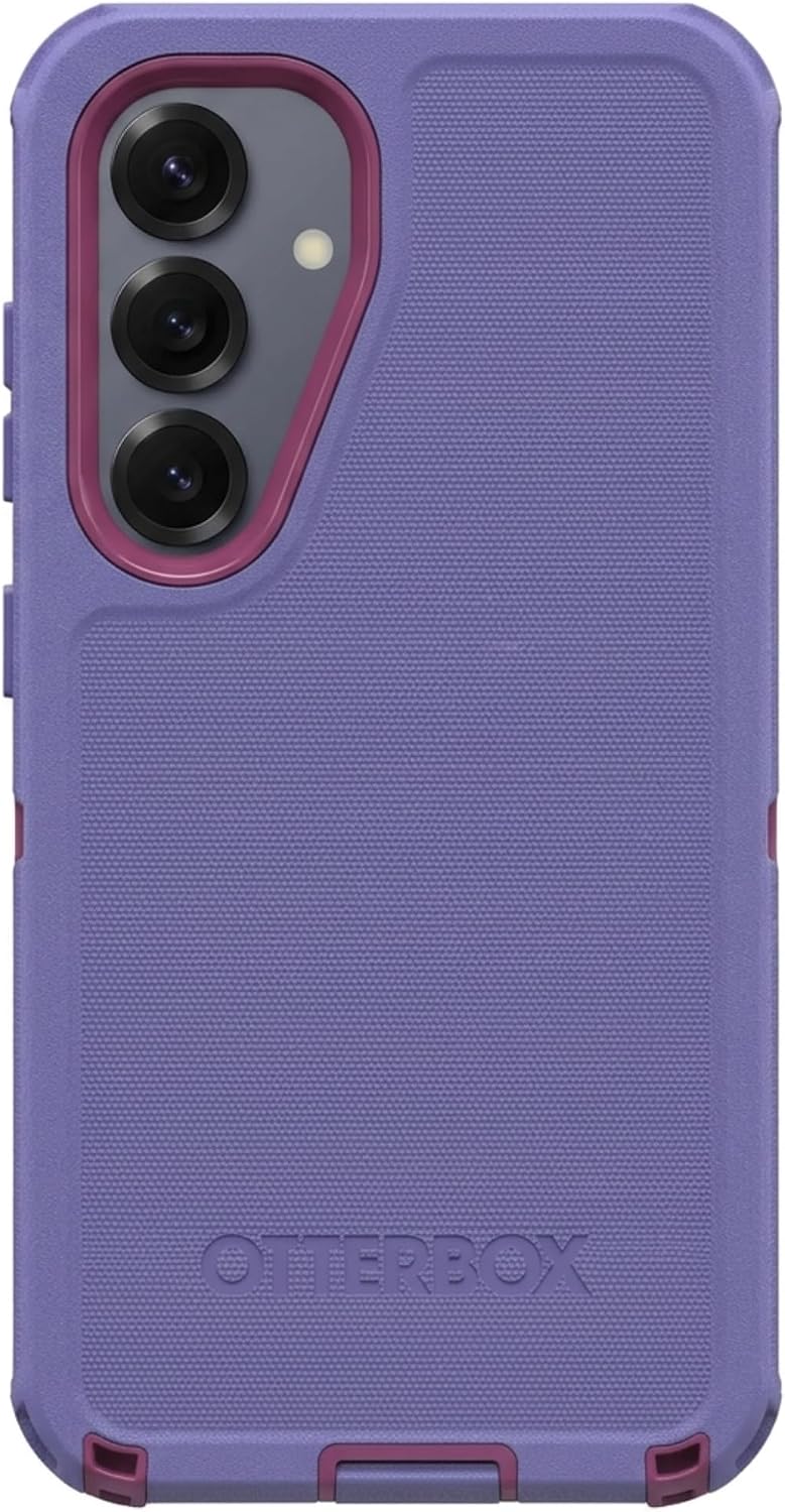Left. OtterBox - OtterBox - Defender Series Pro Hard Shell for Samsung Galaxy S25 - Violet Current (Purple & Pink).