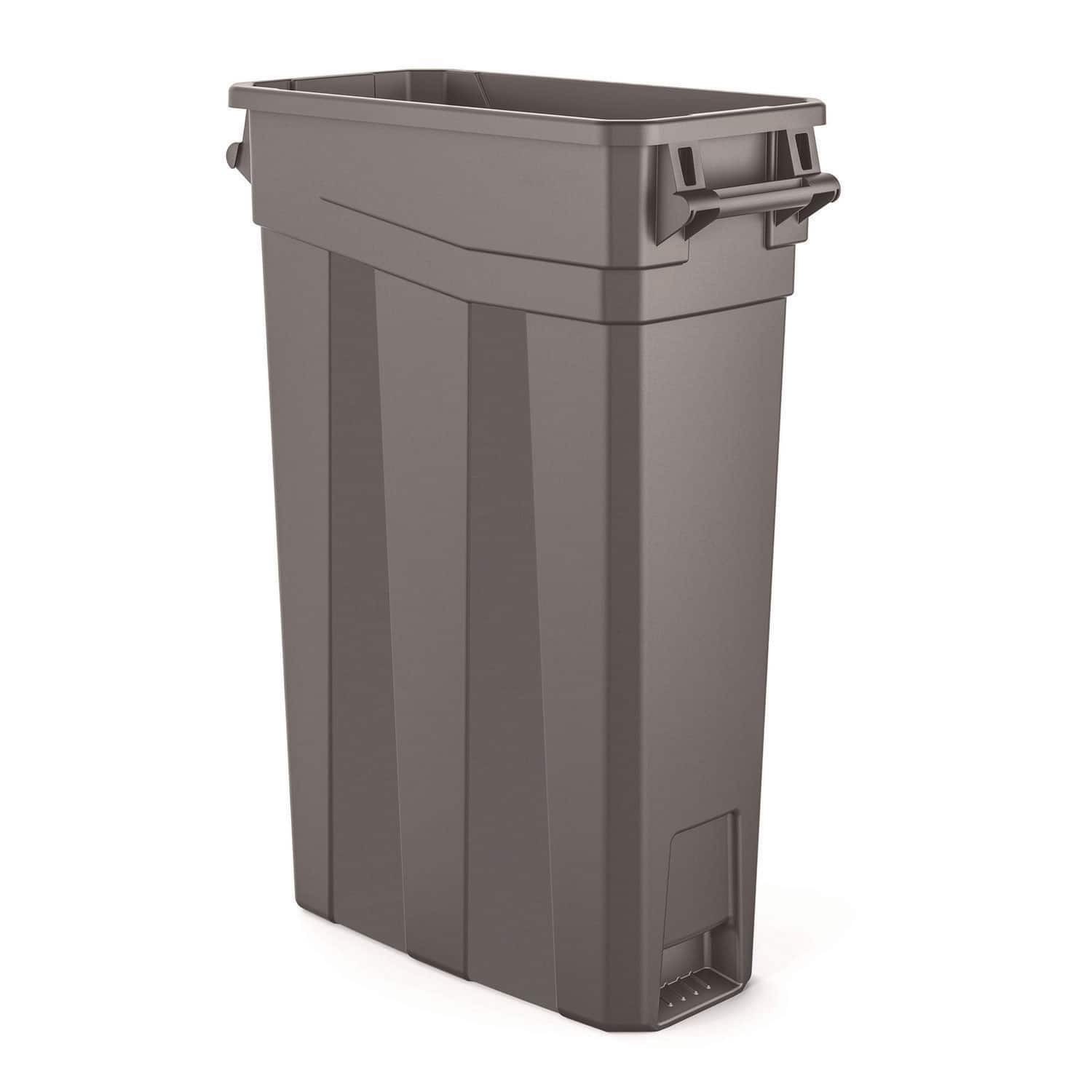 Suncast - 23 Gallon Resin Slim Trash Can, Plastic, Gray